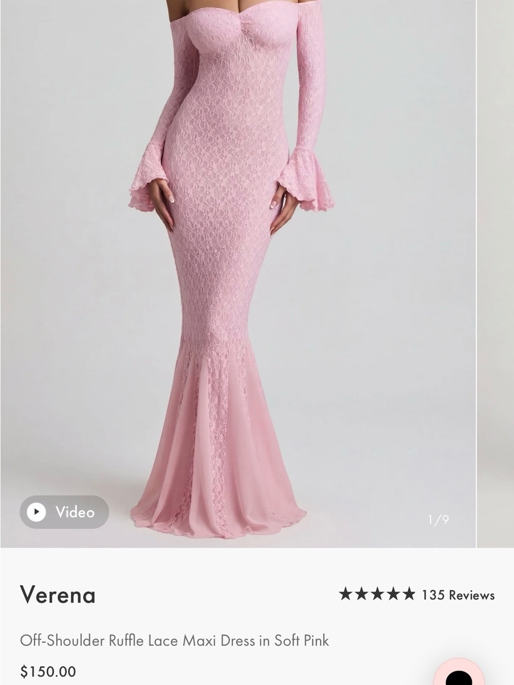 Oh Polly Pink Off-Shoulder Lace Mermaid Maxi Dress